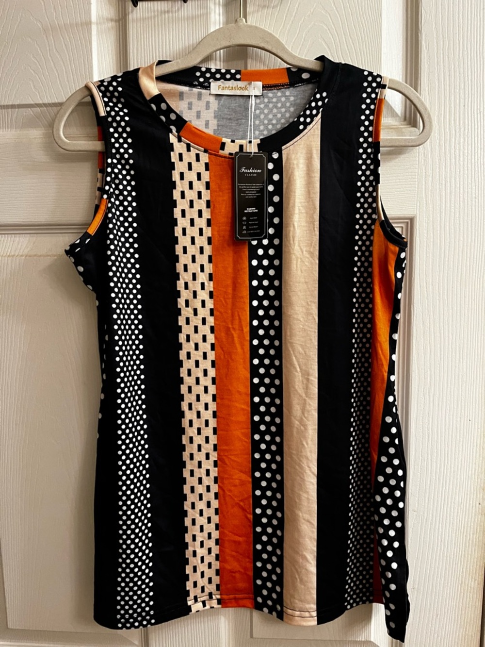 FANTASLOOK~VERTICAL STRIPE SLEEVELESS TUNIC~NWT~M